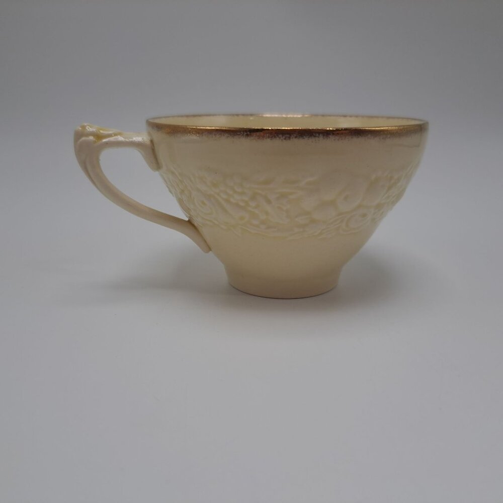 Crown Ducal Florentine Bone China Multicolor Floral Interior Embossed Gilt Band